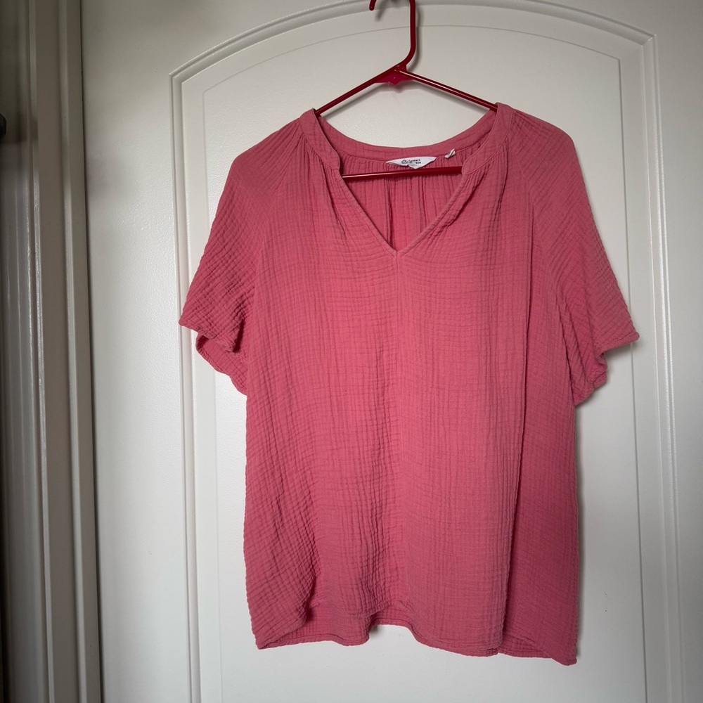 Candace Cameron Bure cotton Rose colored Blouse, summer, spring, comfy, breezy.